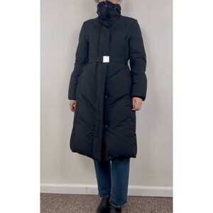Vintage Marc New York Black Down Coat Belted Puffer Coat
